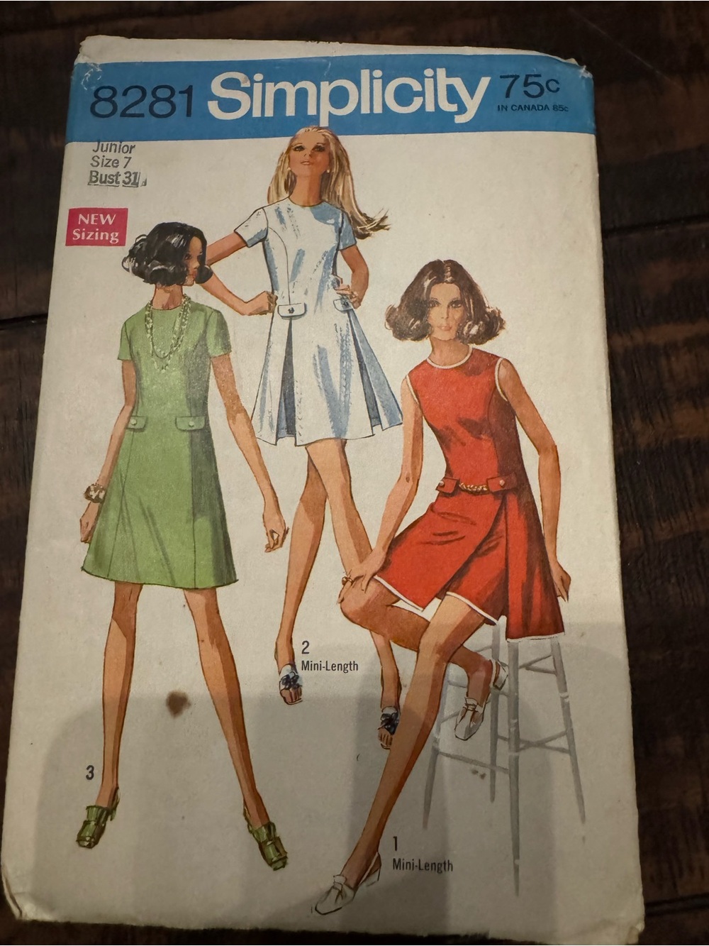 Vintage Simplicity 8281 Sewing Pattern Junior Size 7 Dress & Shorts 1960s Mod